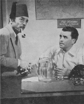 Jay Novello as Sam Sabaaya and Jack Moyes as Rocky Jordan in a CBS publicity photo circa 1950